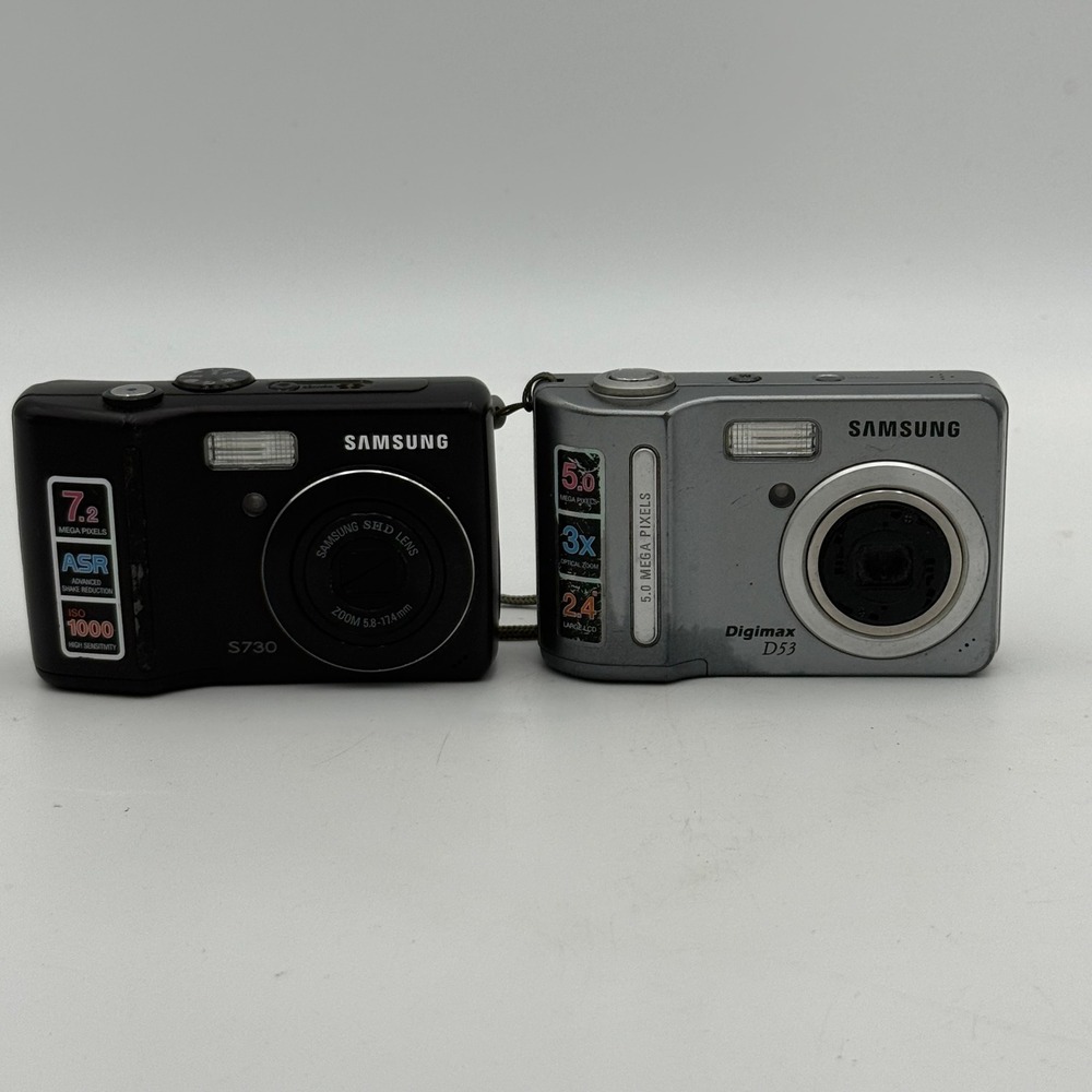 Samsung Digital Camera Bundle S730 Black 7.2MP & Digimax D53 Silver 5.0MP Y2K
